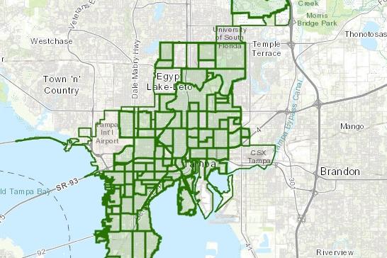 City of Tampa Map broken down by neighborhood